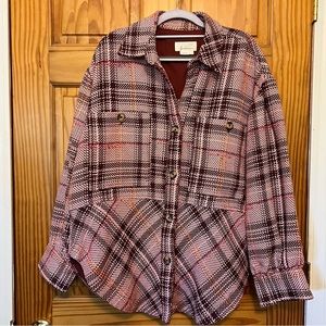 Anthropologie Pink Curved Hem Shacket